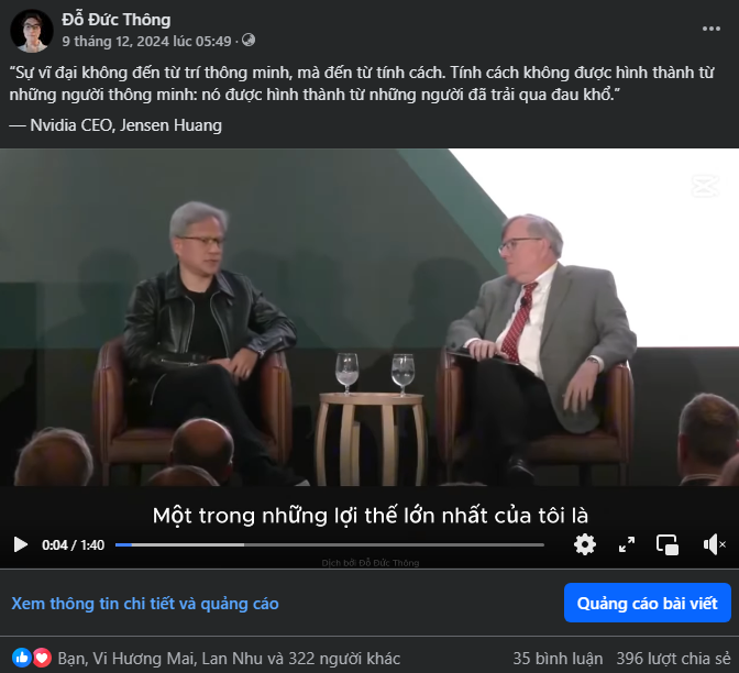 Bài post từ Nvidia CEO, Jensen Huang